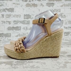 NEW BP Goldie Beige Cream Ankle Strap Braided Espadrille Wedge Sandals i780